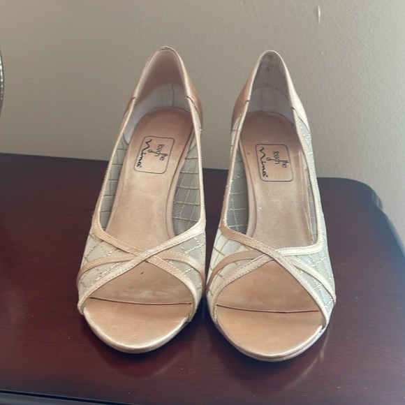 Satin Gold Peep-toe Pump - Picture 4 of 8